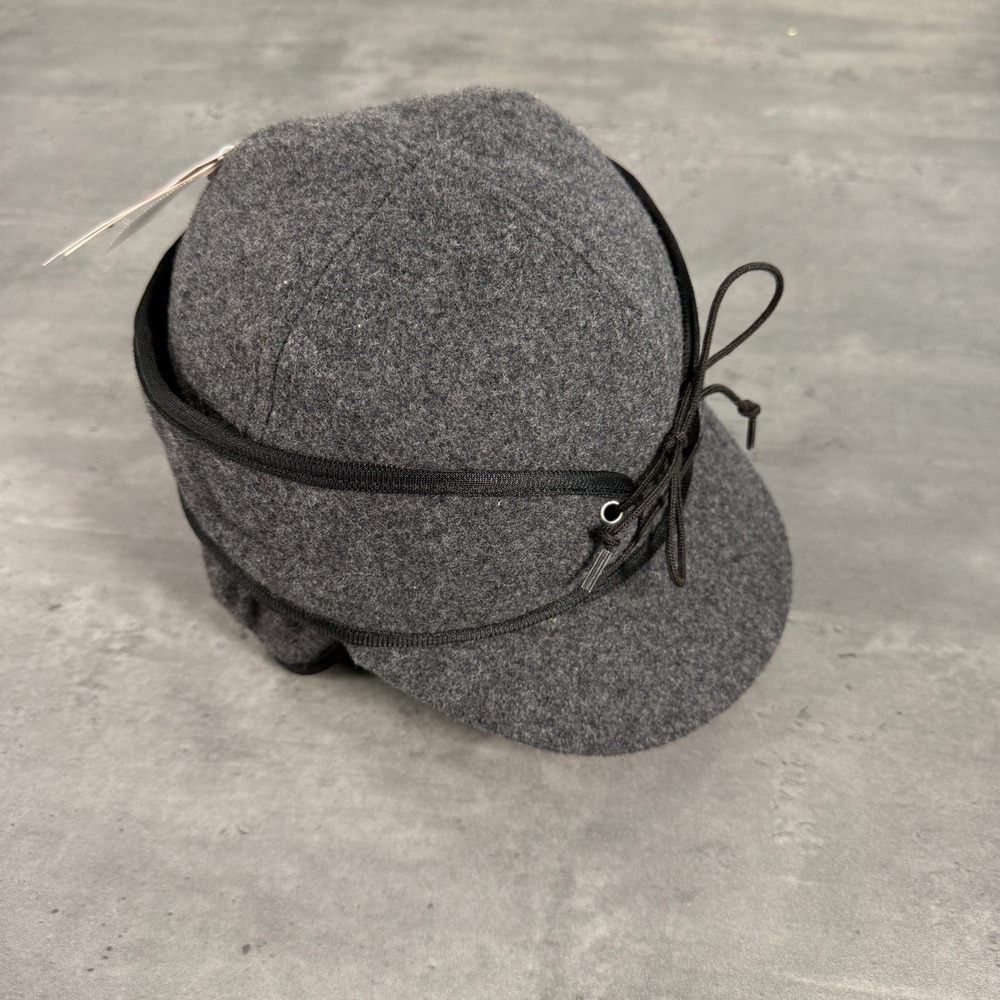 CrownCap Wool Railroad Hunting Cap Mens‎ 7 Charcoal Grey Ear Flap Hat Canada NEW